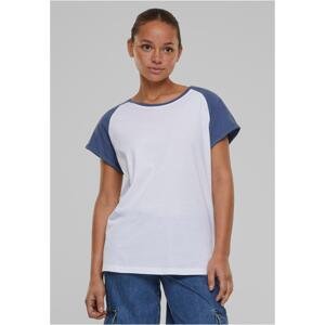 Women's T-shirt Contrast Raglan - white/blue