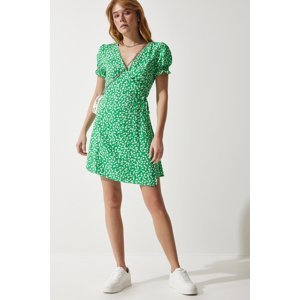 Happiness İstanbul Women's Green Patterned Viscose Woven Dress