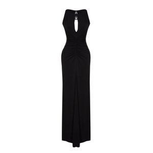 Trendyol Limited Edition Black Window/Cut Out Detailed Evening Long Evening Dress