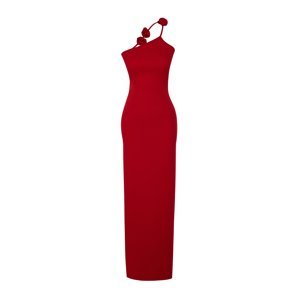 Trendyol Limited Edition Red Rose Detailed Body Fitted Evening Long Evening Dress