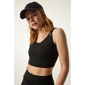Happiness İstanbul Black Strap Shaper Knitted Sports Bra