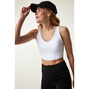 Happiness İstanbul White Strappy Shaper Sports Bra