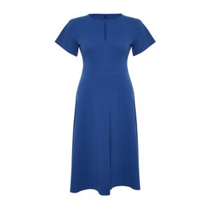 Trendyol Curve Indigo Double Breasted Drop Detailed Midi Knitted Dress