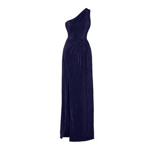 Trendyol Navy Blue A-Cut Knitted Lined Long Evening Dress