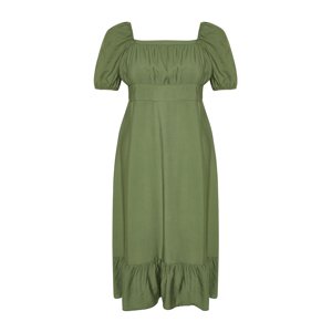 Trendyol Curve Khaki Square Neck Balloon Sleeve Woven Dress