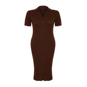 Trendyol Curve Brown Polo Neck Knitwear Dress