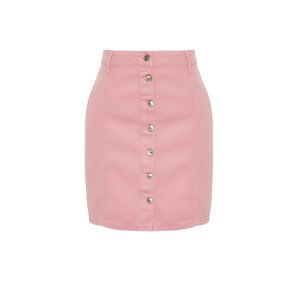 Trendyol Curve Pink Buttoned Mini Denim Skirt