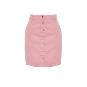 Trendyol Curve Pink Buttoned Mini Denim Skirt