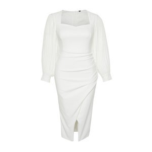 Trendyol Curve White Finike Woven Plus Size Dress
