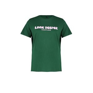 Trendyol Curve Dark Green Slogan Printed Boyfriend Knitted T-shirt