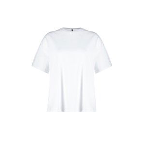Trendyol Curve Ecru 100% Cotton Premium Oversize/Wide Fit Crew Neck Knitted T-Shirt