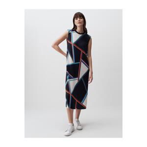 Jimmy Key Mixed Geometric Pattern Pleated Midi Dress Multi Color