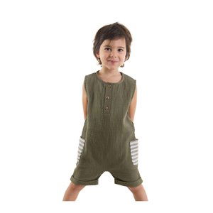 Denokids Baby Boy Green Muslin Jumpsuit