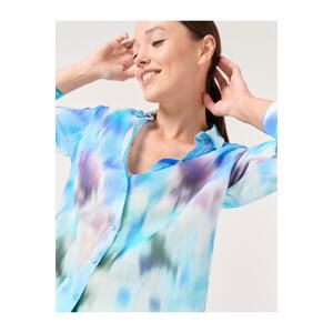 Jimmy Key Blue Long Sleeve Patterned Stylish Shirt