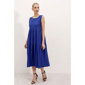 Bigdart 2448 Zero Sleeve Long Knitted Dress - Sax