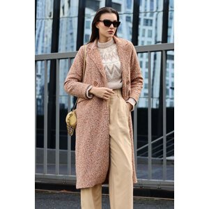 Bigdart Tan Oversize Long Boucle Coat 9127