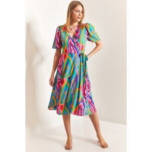 Bianco Lucci Women's Patterned Belted Wrapover Dress