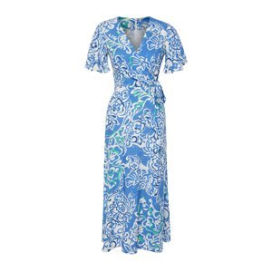 Trendyol Blue Floral Double-breasted Viscose Midi Woven Dress