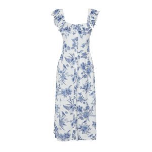 Trendyol Blue Floral Print A-line Square Collar Woven 100% Viscous Midi Dress