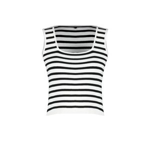 Trendyol Black Premium Yarn/Special Yarn Striped Square Collar Knitwear Blouse