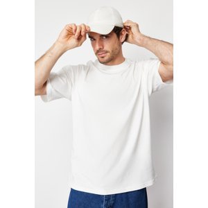 Trendyol Ecru Oversize Back Printed 100% Cotton T-Shirt