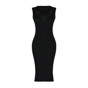 Trendyol Black Knitwear Collar Openwork/Hole Detailed Dress