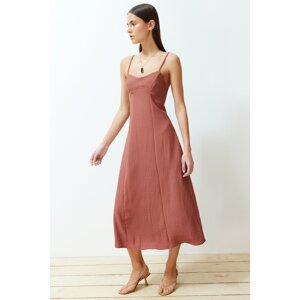 Trendyol Dried Rose A-line Midi Woven Strap Dress