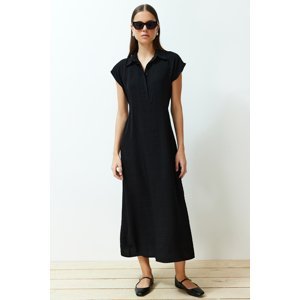 Trendyol Black A-line Shirt Collar Aerobin Maxi Woven Dress