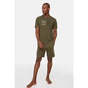 Trendyol Khaki Men's Regular Fit Printed Pajamas Set