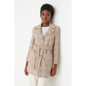 Trendyol Camel Belted Tweed Coat