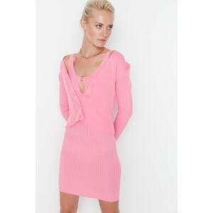 Trendyol Pink Cardigan-Dress Cut Out Detailed Knitwear