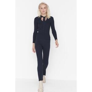 Trendyol Navy Blue Collar Detailed Knitwear Top and Bottom Set