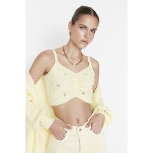 Trendyol Yellow Embroidery Detailed Blouse-Cardigan Knitwear Suit