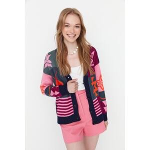 Trendyol Navy Blue Jacquard Knitwear Cardigan