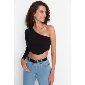 Trendyol Black Single Sleeve Fitted Knitted Blouse