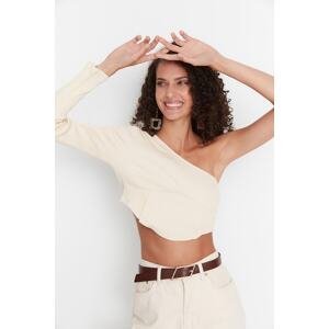 Trendyol Ecru Single Sleeve Fitted Knitted Blouse