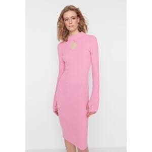 Trendyol Pink Midi Knitwear Window/Cut Out Dress