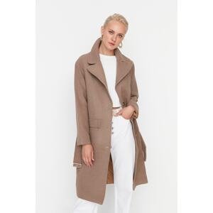 Trendyol Mink Coat with Belt and Button Close Cachet