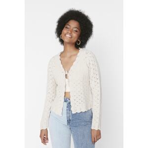 Trendyol Stone Openwork Knitwear Cardigan