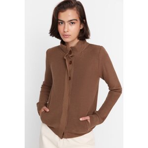 Trendyol Mink High Neck Knitwear Cardigan