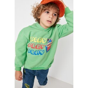 Trendyol Green Printed Hoodie Boys' Knitted Sweatshirts