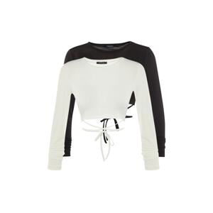 Trendyol Black-White 2 Pack Crop Knitted Blouse