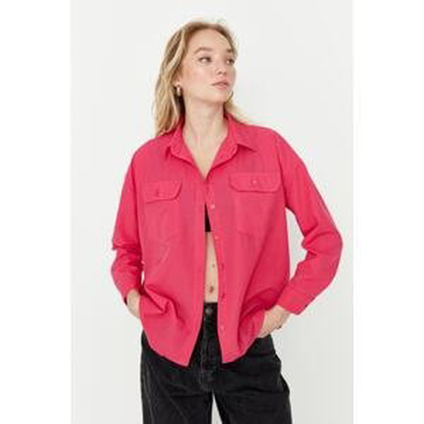 Trendyol Fuchsia Woven Shirt with Two Pockets