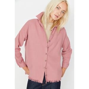 Trendyol Pink Tasseled Tweed Woven Shirt