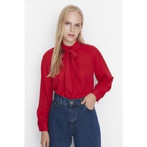 Trendyol Red Woven Collar Tie Detailed Blouse