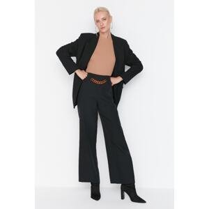 Trendyol Black High Waist Removable Chain Detailed Wide Leg Woven Trousers