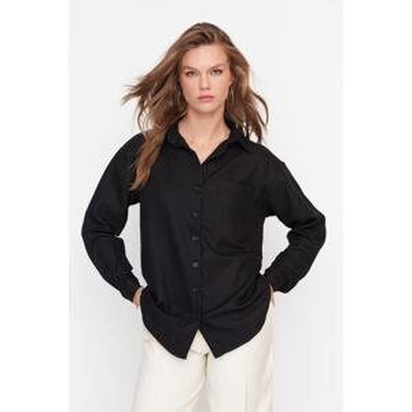 Trendyol Black Woven Shirt with Pocket
