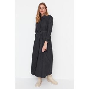 Trendyol Black Waist Belted Woven Dress