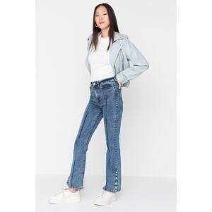 Trendyol Light Blue 100% Cotton Straight Fit Denim Jeans With Legs Accessory