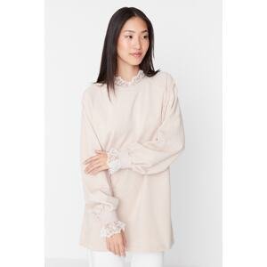 Trendyol Beige Collar Tunic with Lace